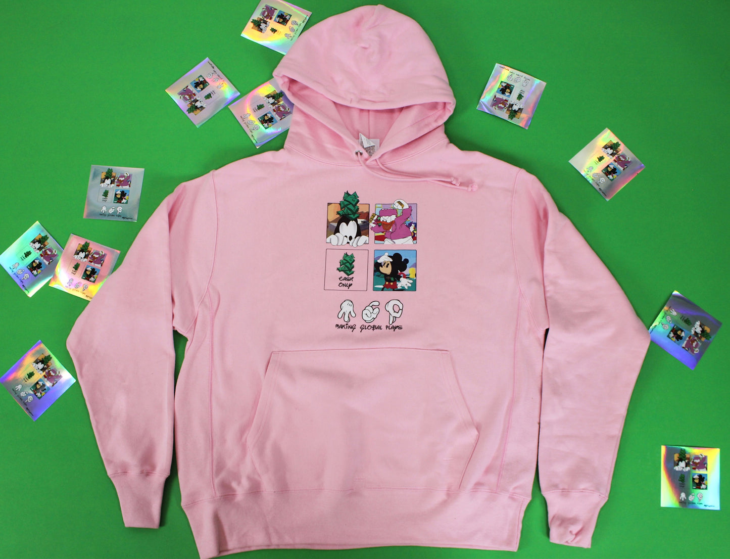 Cash Only Hoodie Pink